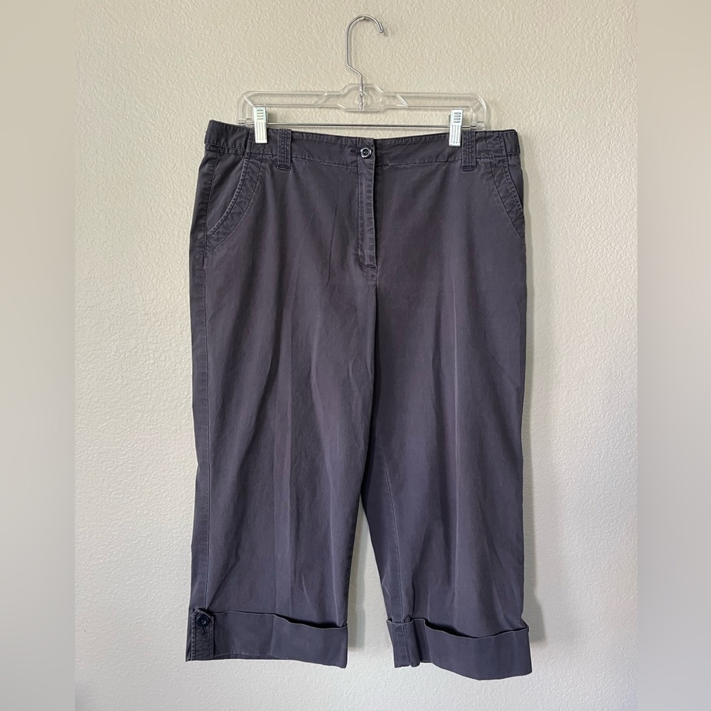 Talbots Stretch Cotton Capris in Blue With Folded Cuffs Women’s Size 14